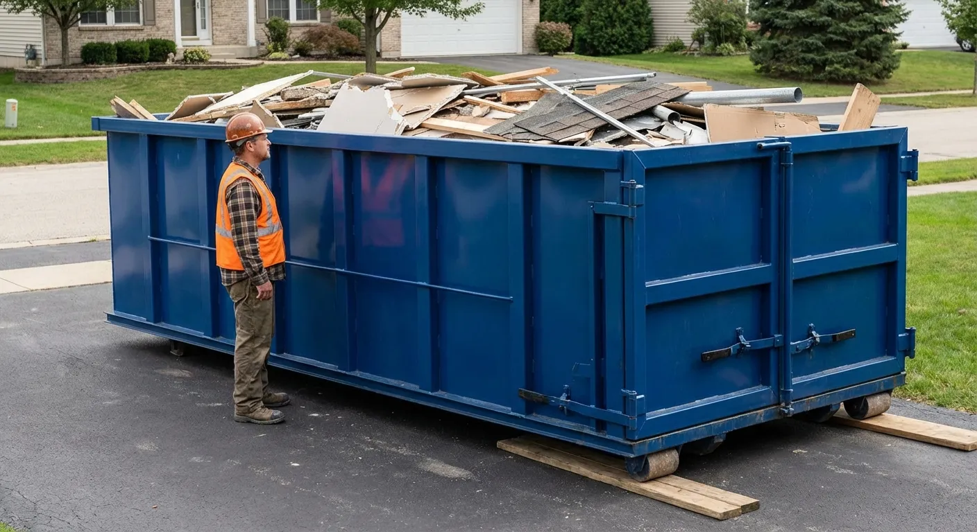 Dumpster loaded correctly to avoid overage fees in College Station, TX