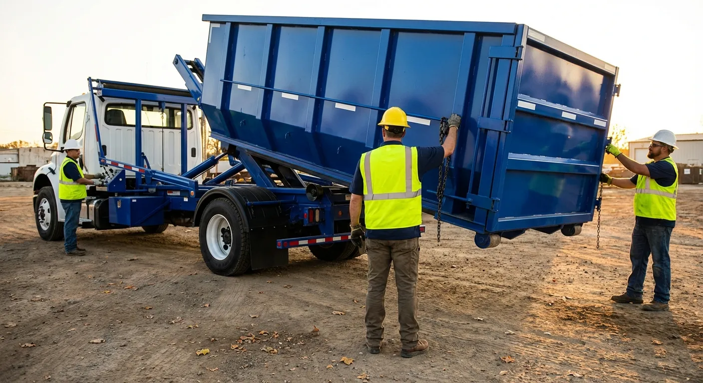 Commercial debris containment dumpster in College Station, TX
