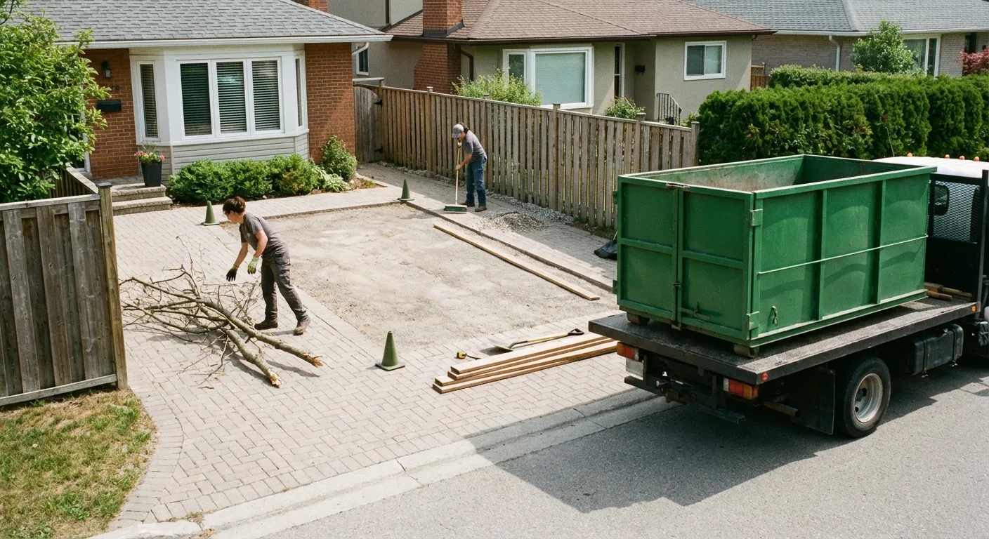Preparing site for 10-yard dumpster delivery in College Station, TX