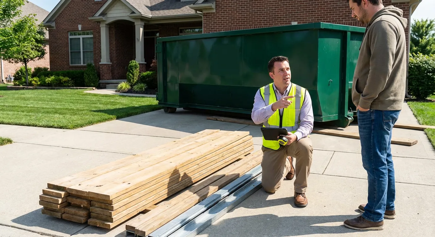 Dumpster rental delivery truck in College Station