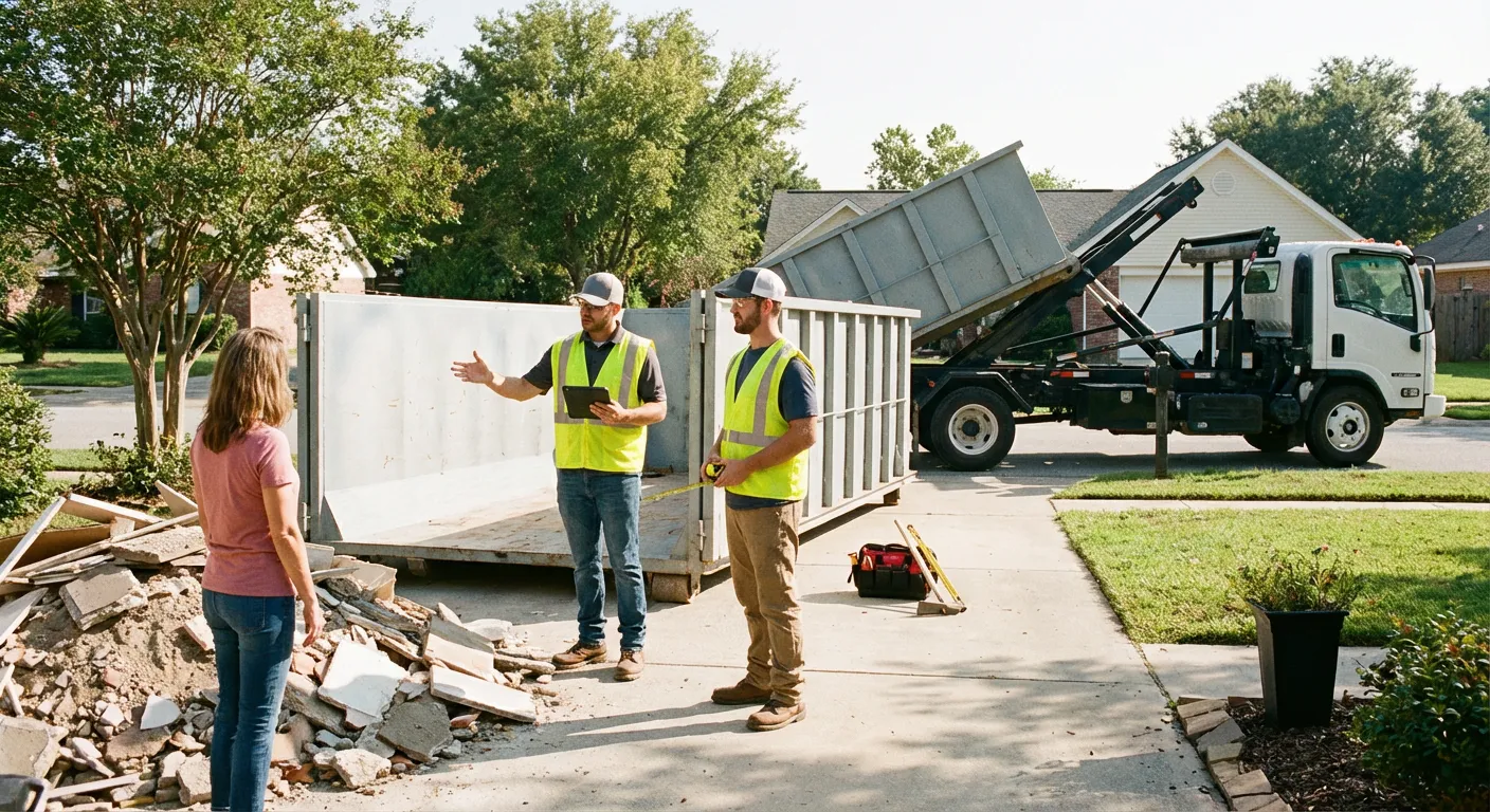 Brazos Valley Roll-Offs dumpster delivery truck in College Station, TX